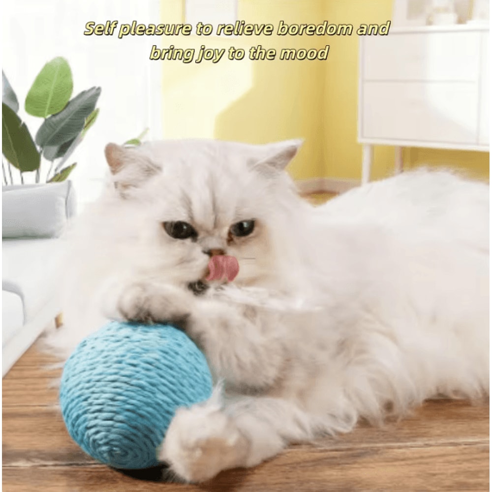 Sisal Cat Scratching Ball Toy Interactive Teething Playtime Fun For Cats 1