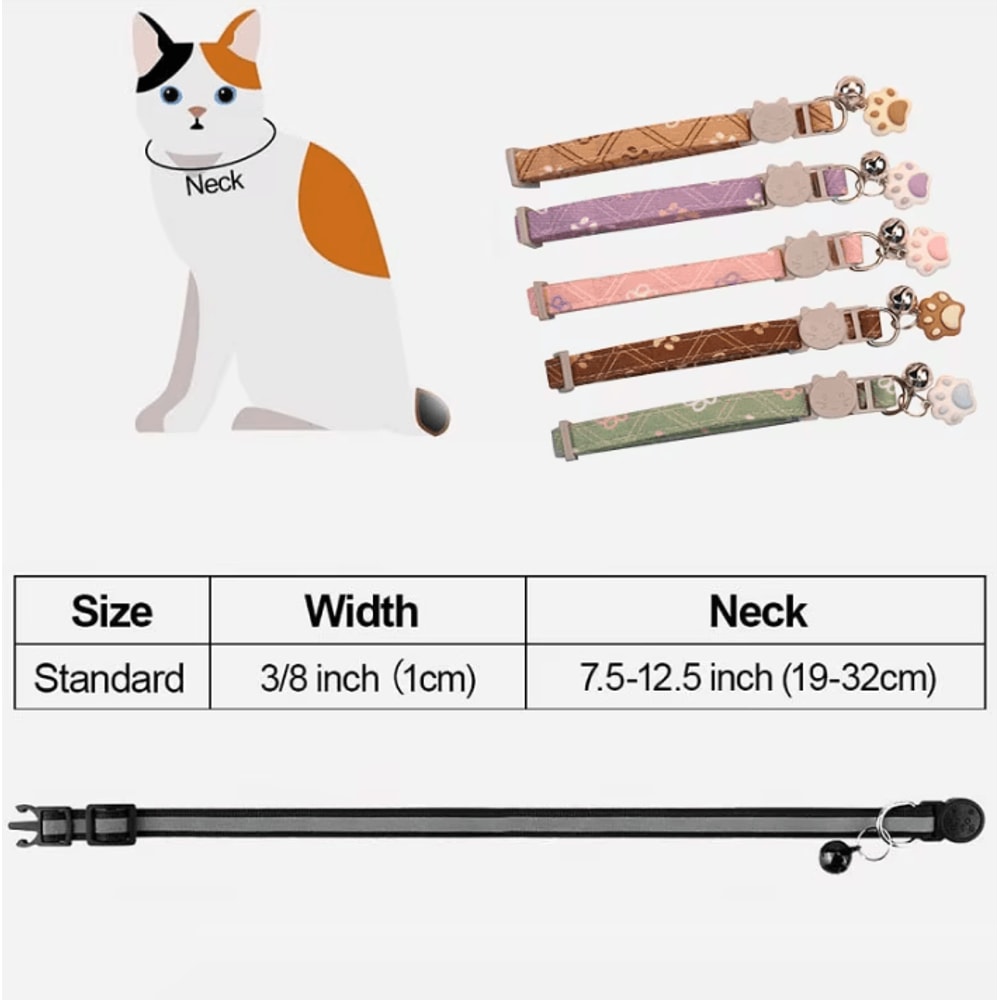Adjustable Breakaway Cat Collar With Bell Safe Comfortable Collar For Cats Small Pets 1