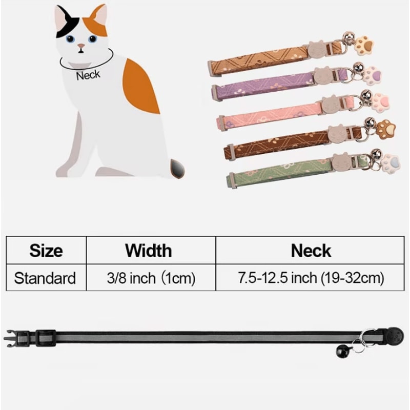 Adjustable Breakaway Cat Collar With Bell Safe Comfortable Collar For Cats Small Pets 1