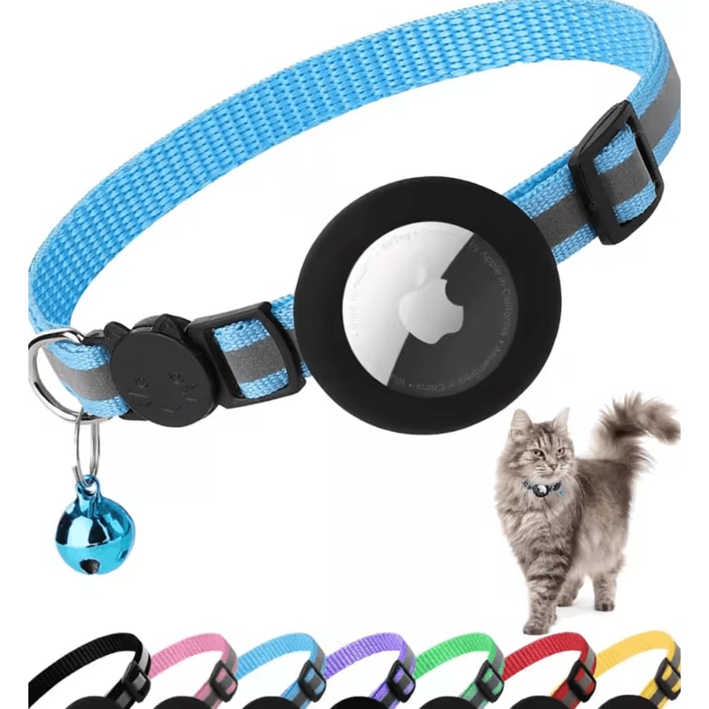Reflective AirTag Cat Collar With Bell Breakaway GPS Holder Collar For Cats 4