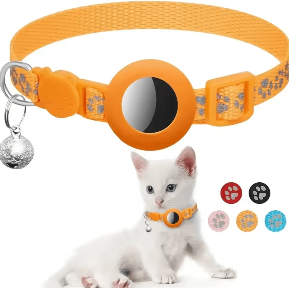 Reflective AirTag Cat Collar With Bell Breakaway GPS Holder Collar For Cats 10