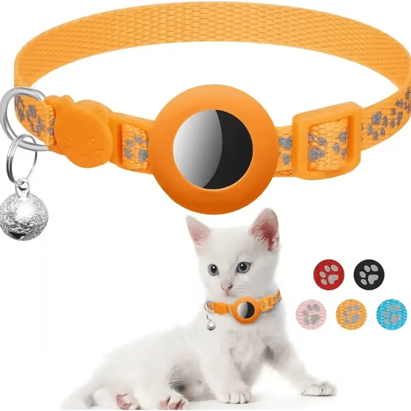 Reflective AirTag Cat Collar With Bell Breakaway GPS Holder Collar For Cats 10