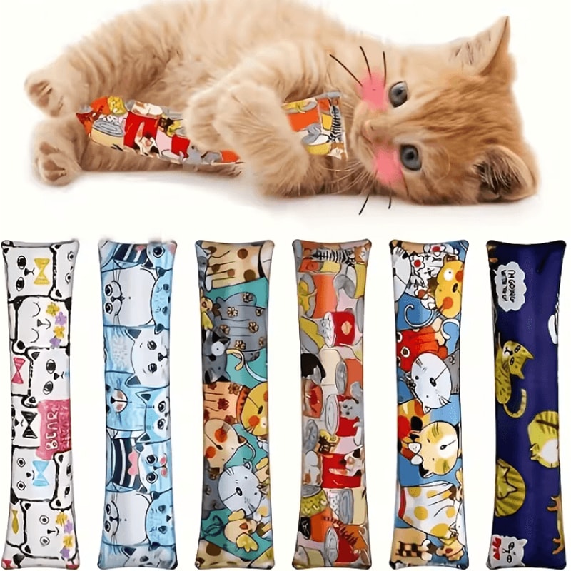 Cat Grass Plush Chew Pillow Comforting Catnip Toy For Play Chewing Relaxation 1