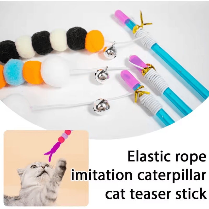Caterpillar Cat Teaser Wand Toy Interactive Chase Hunting Toy For Indoor Cats 1