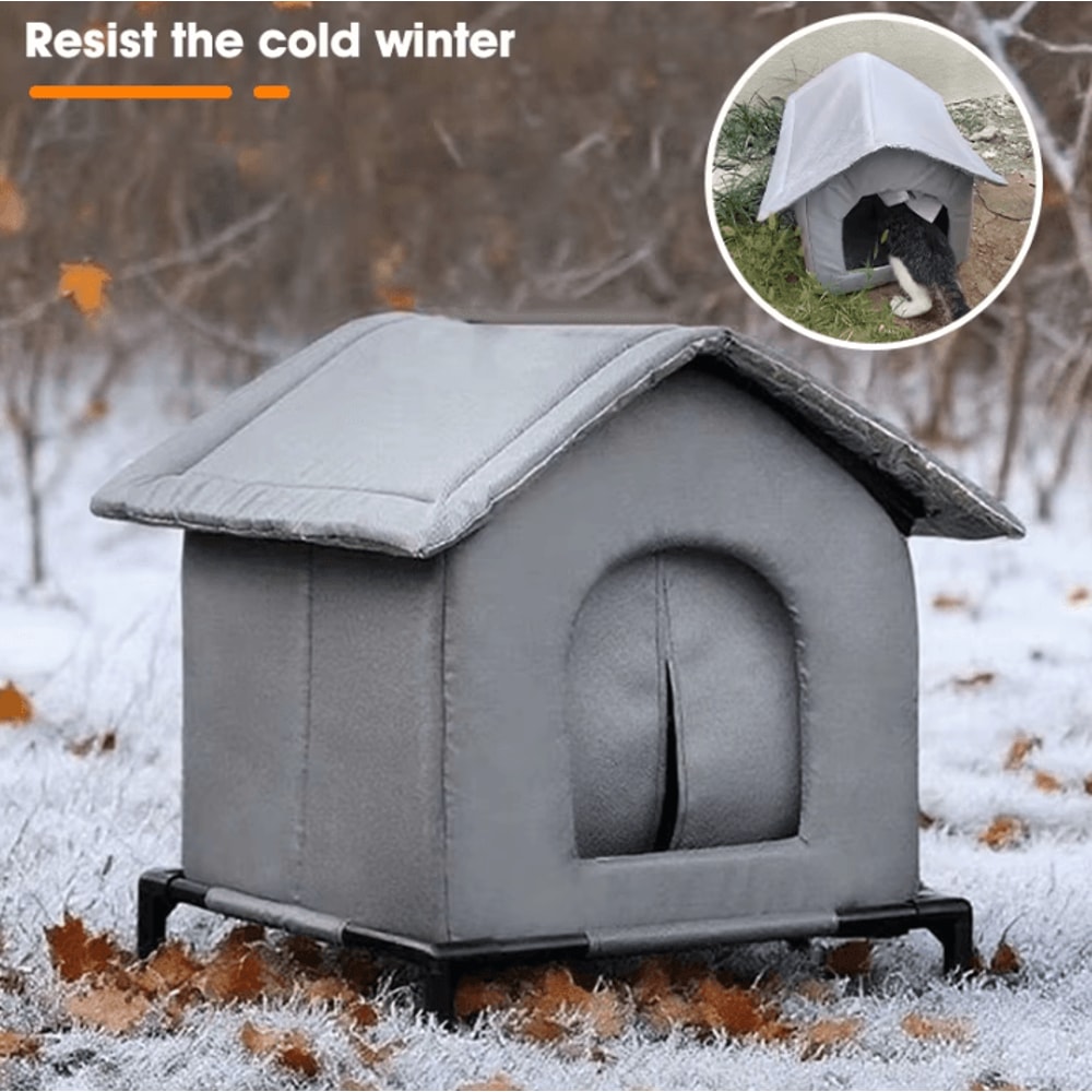 Waterproof Outdoor Cat Shelter Insulated Foldable Pet House For Cats Small Dogs 0