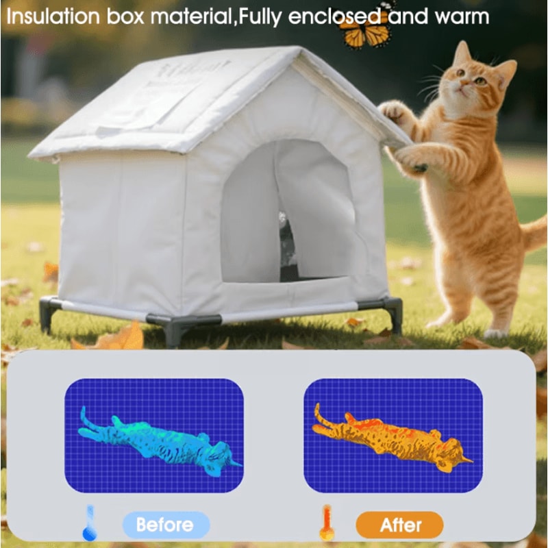 Waterproof Outdoor Cat Shelter Insulated Foldable Pet House For Cats Small Dogs 2