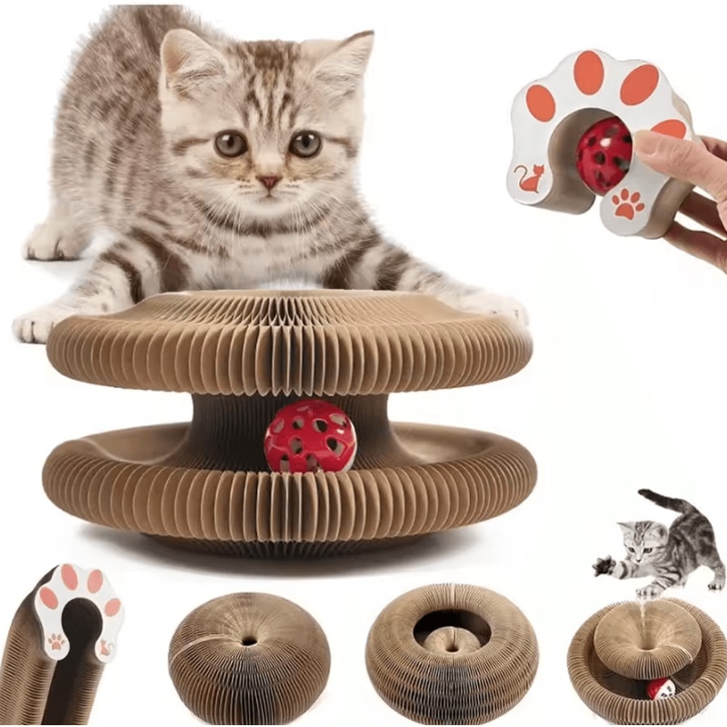 Magic Organ Cat Scratcher Round Corrugated Scratch Board Interactive Cat Toy 0