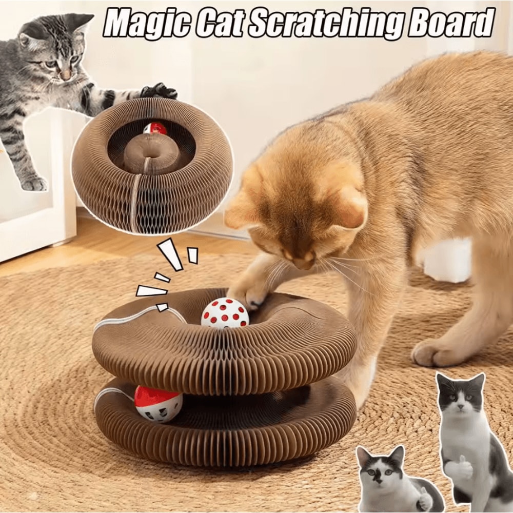 Magic Organ Cat Scratcher Round Corrugated Scratch Board Interactive Cat Toy 1