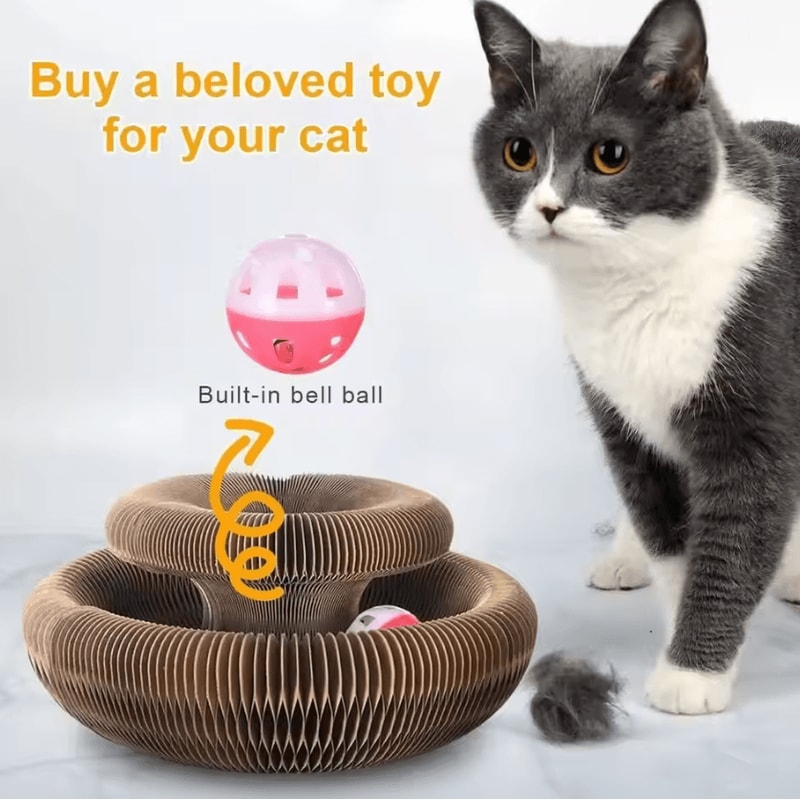 Magic Organ Cat Scratcher Round Corrugated Scratch Board Interactive Cat Toy 3