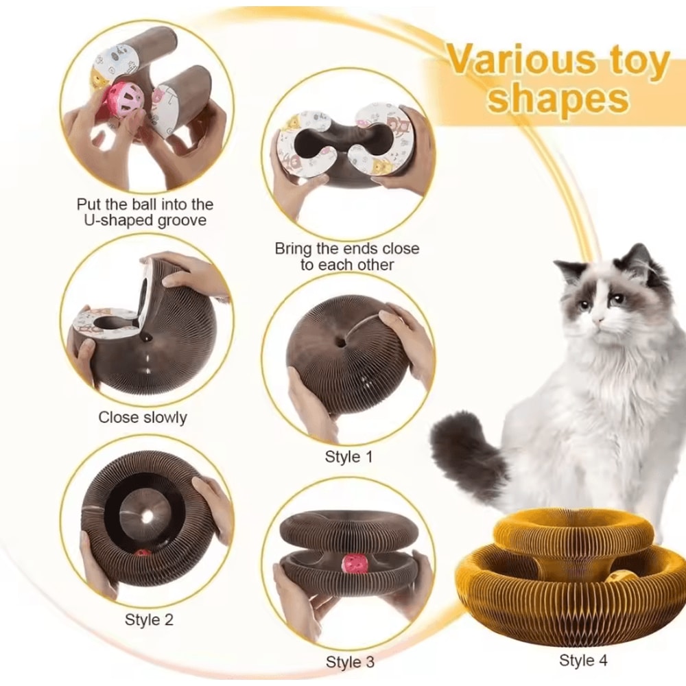 Magic Organ Cat Scratcher Round Corrugated Scratch Board Interactive Cat Toy 4