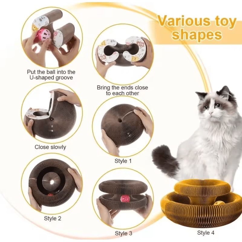 Magic Organ Cat Scratcher Round Corrugated Scratch Board Interactive Cat Toy 4