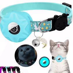 glow moon airtag pet collar – reflective breakaway tracking collar for cats & small dogs