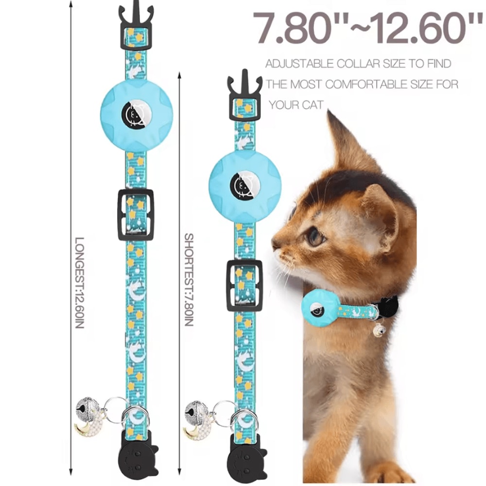 Glow Moon AirTag Pet Collar Reflective Breakaway Tracking Collar For Cats Small Dogs 1