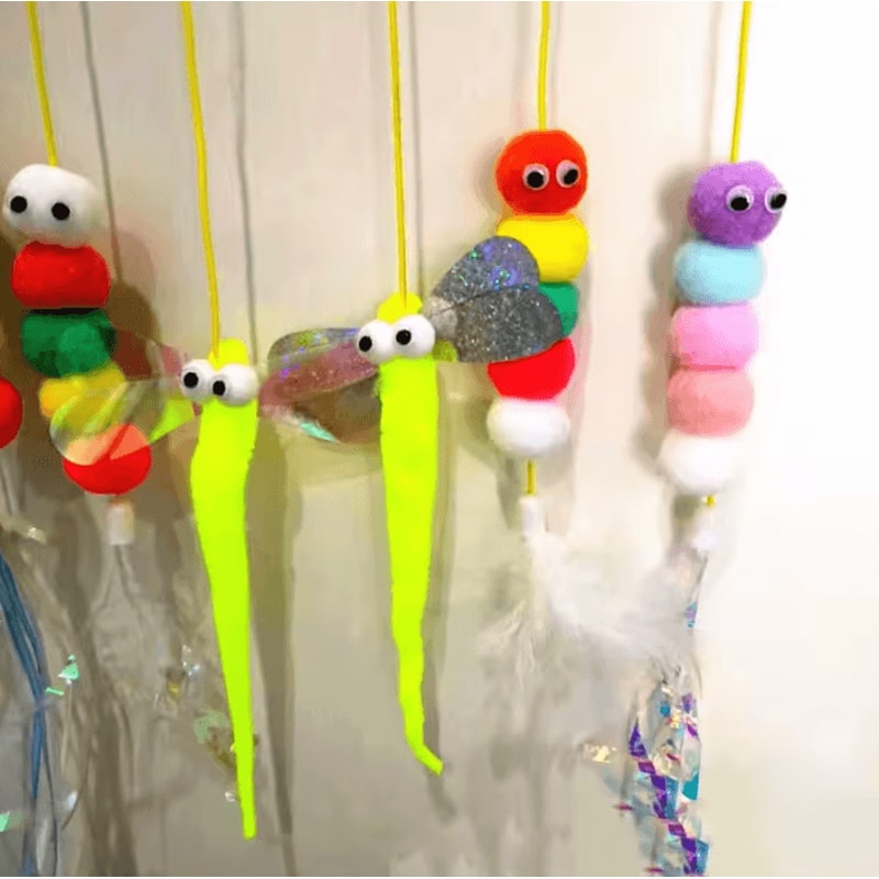 Feather Bell Elastic Cat Teaser Toy Interactive Hanging Wand Toy For Cats Kittens 2