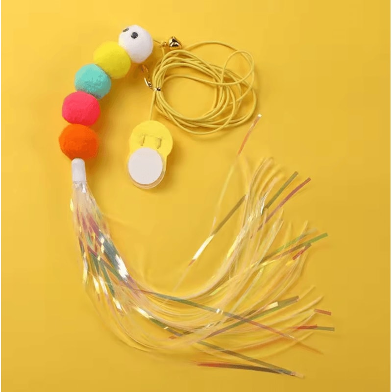 Feather Bell Elastic Cat Teaser Toy Interactive Hanging Wand Toy For Cats Kittens 3
