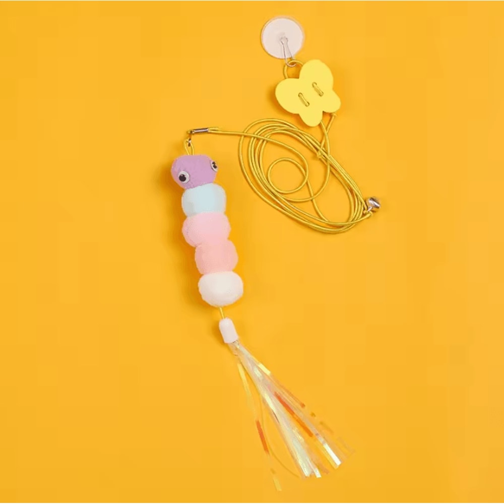 Feather Bell Elastic Cat Teaser Toy Interactive Hanging Wand Toy For Cats Kittens 4