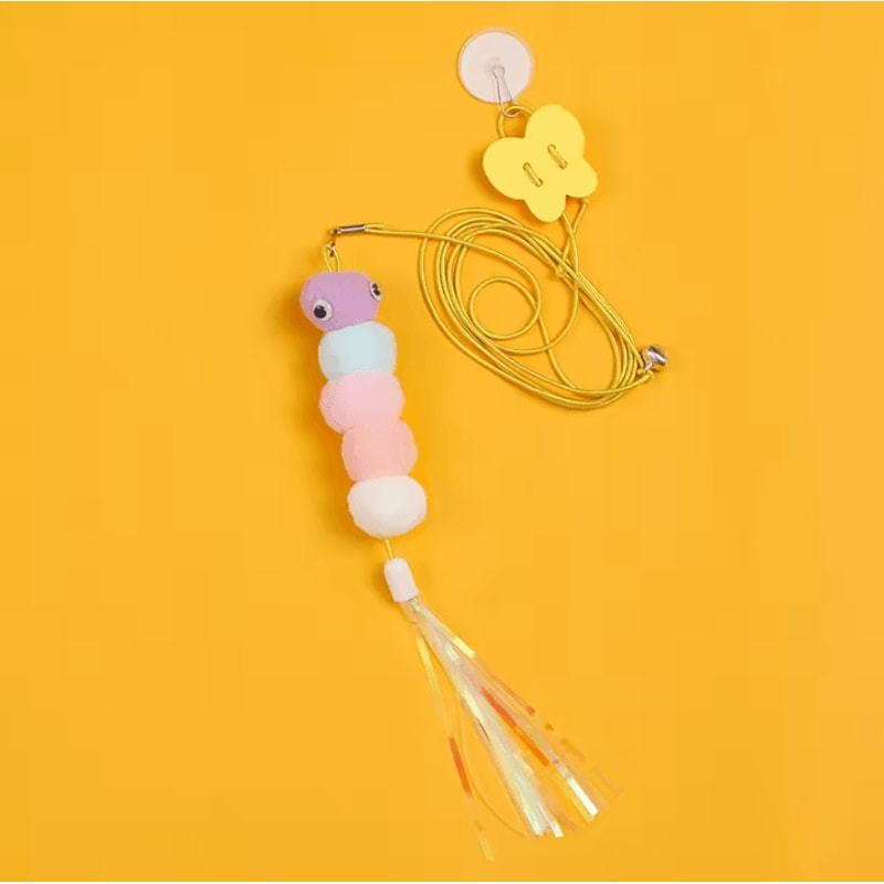 Feather Bell Elastic Cat Teaser Toy Interactive Hanging Wand Toy For Cats Kittens 4