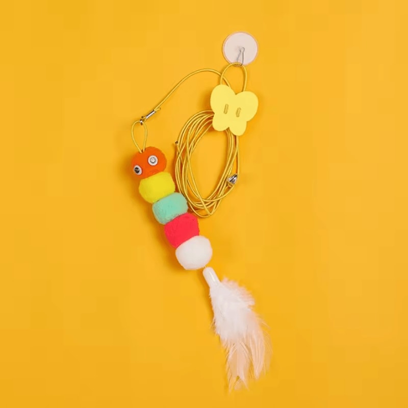 Feather Bell Elastic Cat Teaser Toy Interactive Hanging Wand Toy For Cats Kittens 6