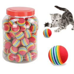 rainbow eva rattle ball toy – interactive chew & play ball for cats & dogs