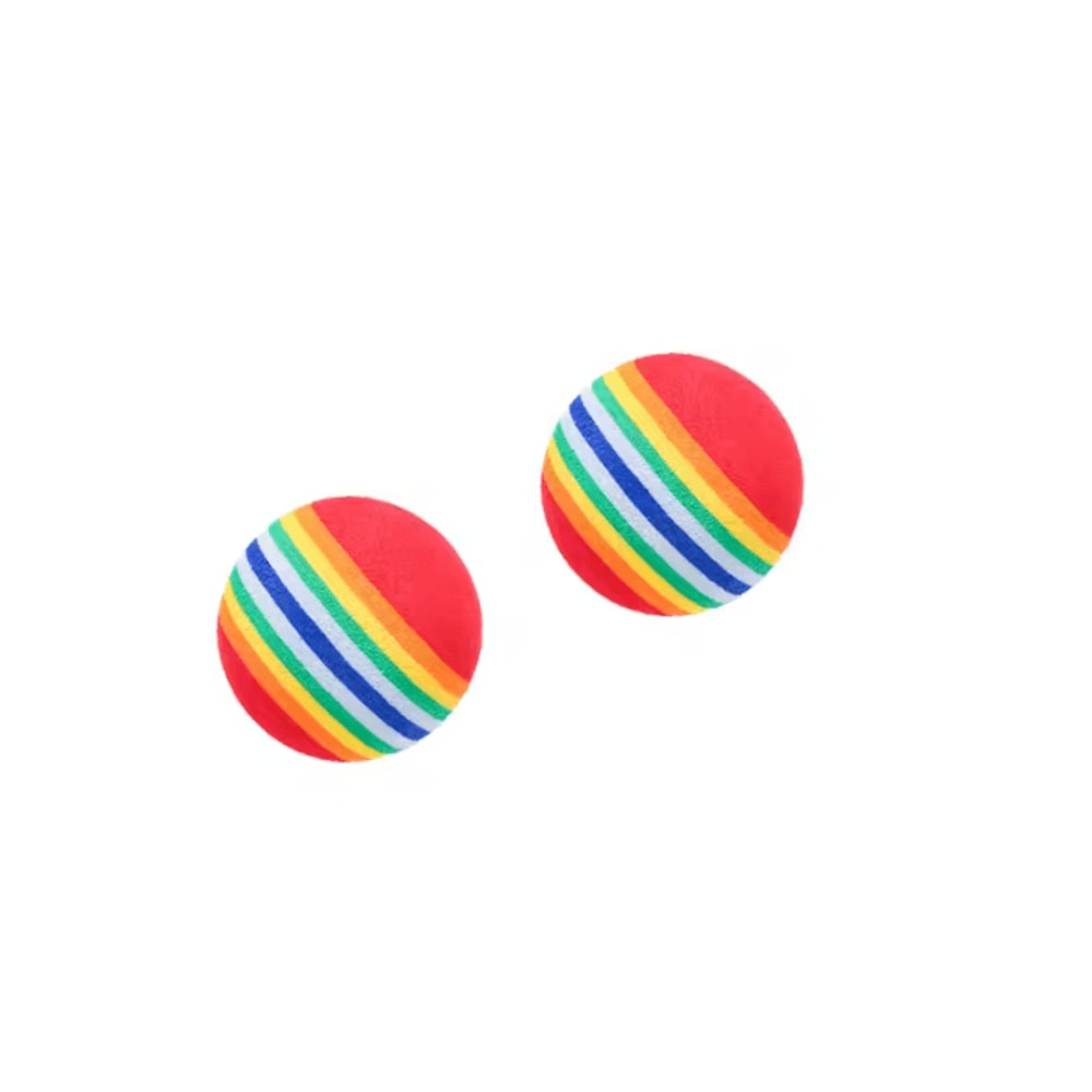 Rainbow EVA Rattle Ball Toy Interactive Chew Play Ball For Cats Dogs 2