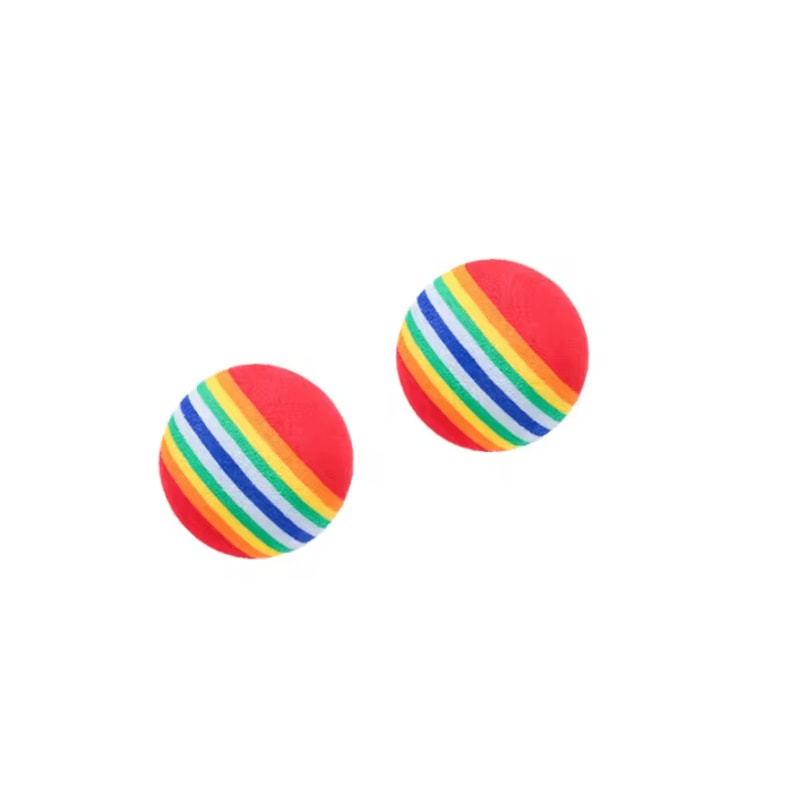 Rainbow EVA Rattle Ball Toy Interactive Chew Play Ball For Cats Dogs 2