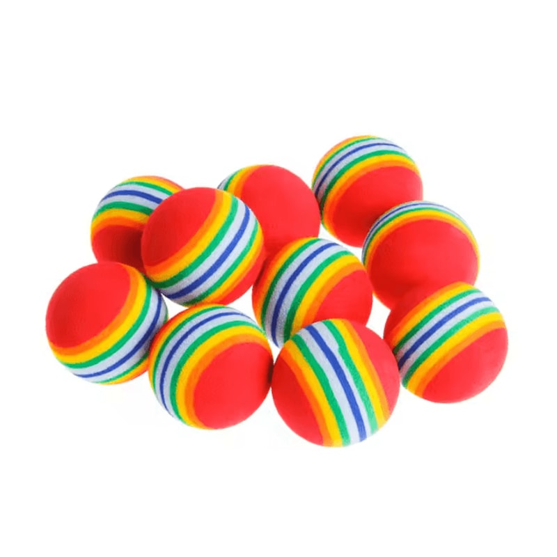 Rainbow EVA Rattle Ball Toy Interactive Chew Play Ball For Cats Dogs 4