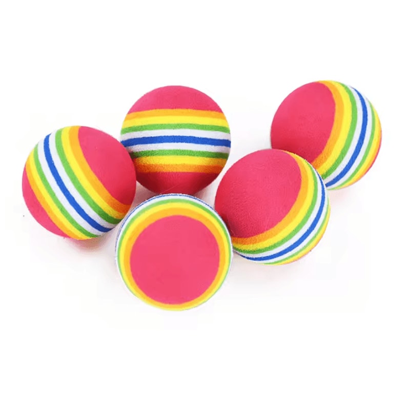 Rainbow EVA Rattle Ball Toy Interactive Chew Play Ball For Cats Dogs 5