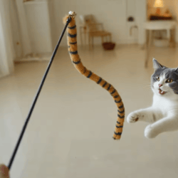 worm tail bell cat teaser wand – interactive plush hunting toy for cats & kittens