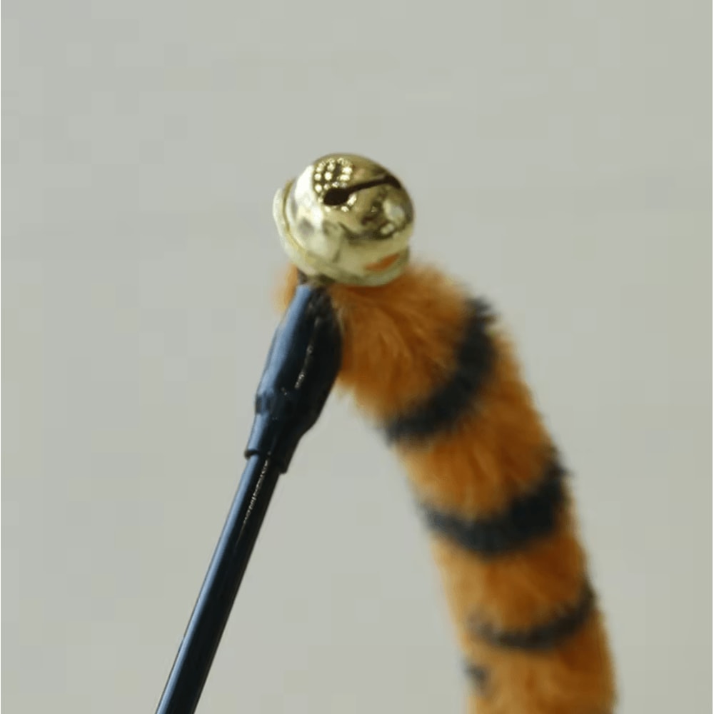 Worm Tail Bell Cat Teaser Wand Interactive Plush Hunting Toy For Cats Kittens 3