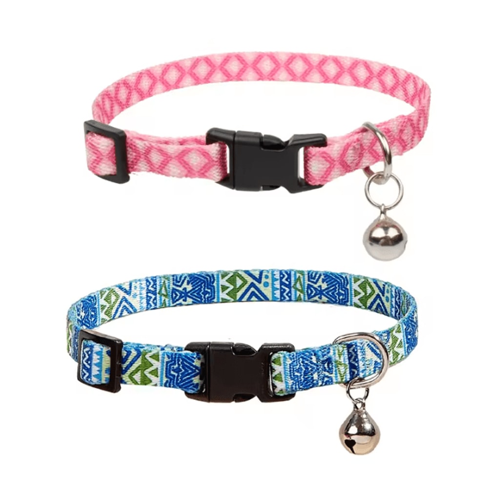 Geometric Doodles Cat Collar With Bell Adjustable Colorful Collar For Cats Small Pets 1