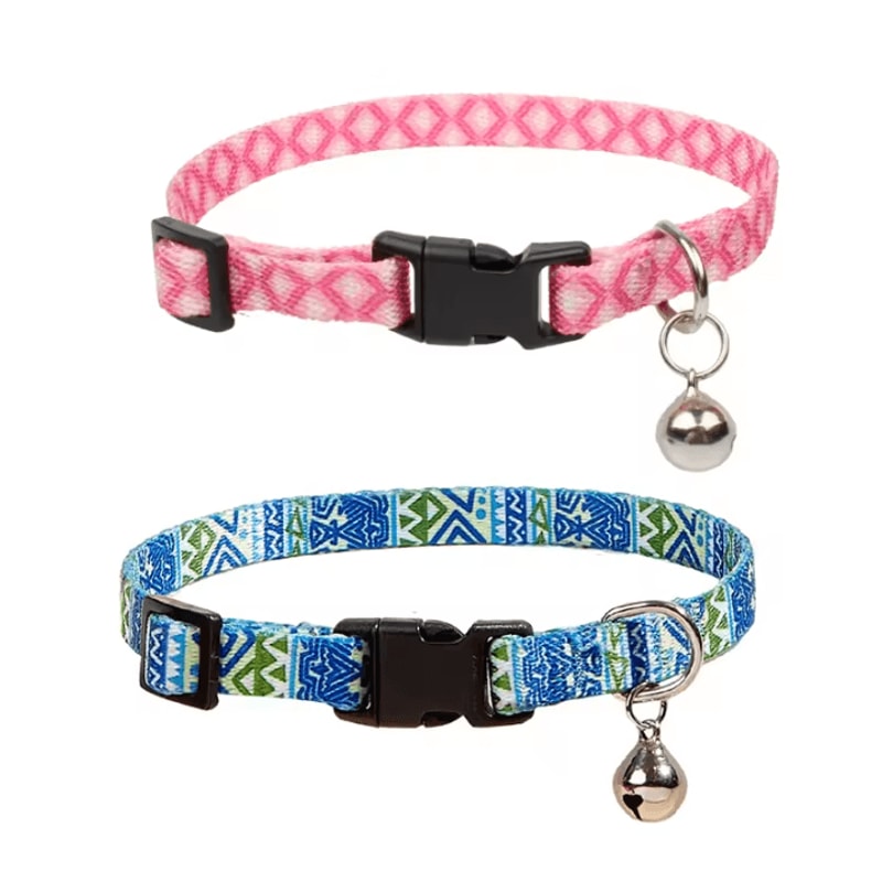 Geometric Doodles Cat Collar With Bell Adjustable Colorful Collar For Cats Small Pets 1