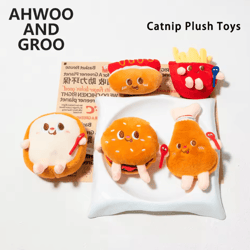 catnip food plush toy collection – hamburger, bread & hot dog chew toys for cats