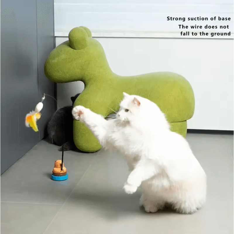 Capybara Bird Teaser Wand Toy Interactive Bell Cat Toy For Cats Kittens 2