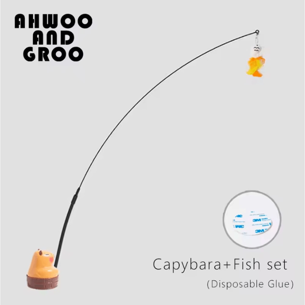 Capybara Bird Teaser Wand Toy Interactive Bell Cat Toy For Cats Kittens 3