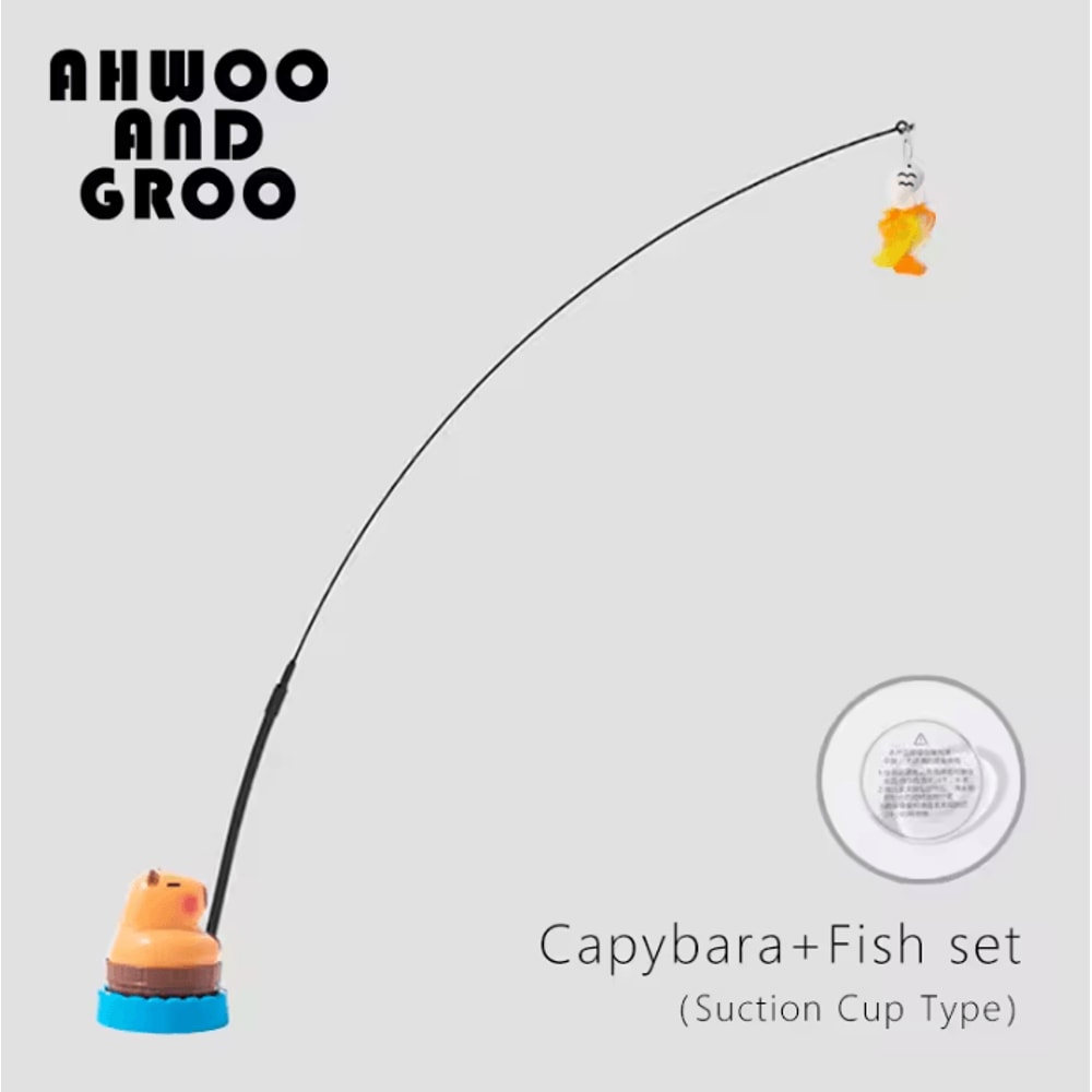 Capybara Bird Teaser Wand Toy Interactive Bell Cat Toy For Cats Kittens 7