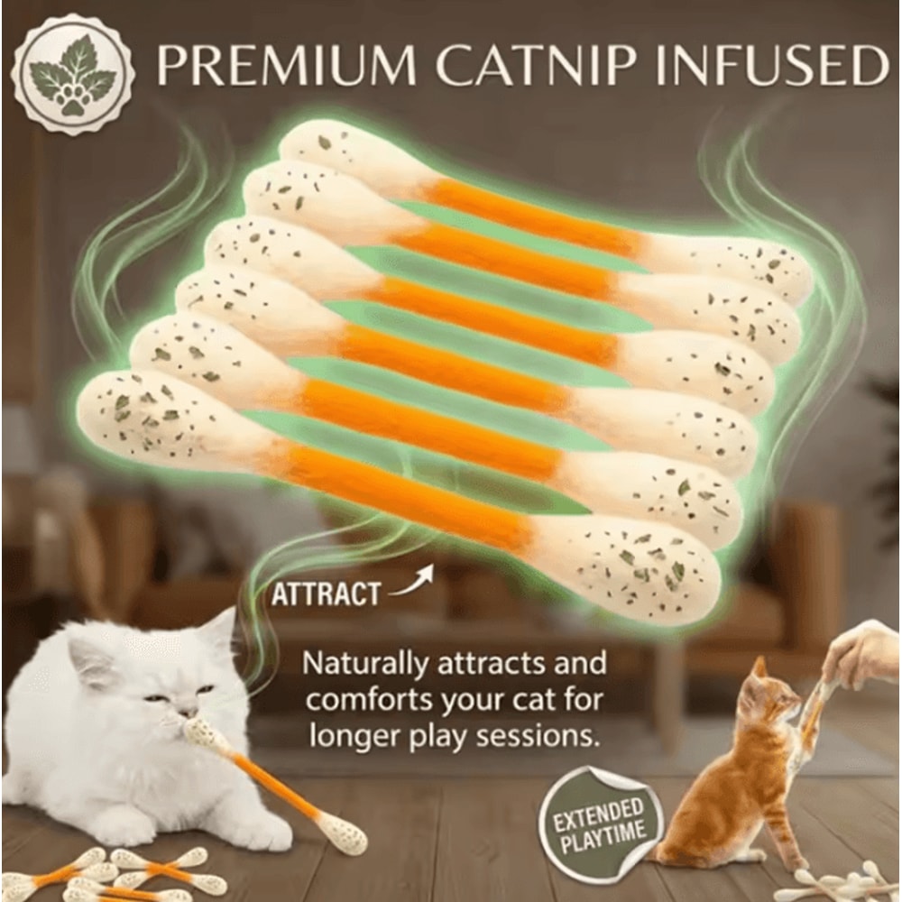 Giant Cotton Swab Catnip Kicker Toy Durable Dental Chew Interactive Cat Toy 0