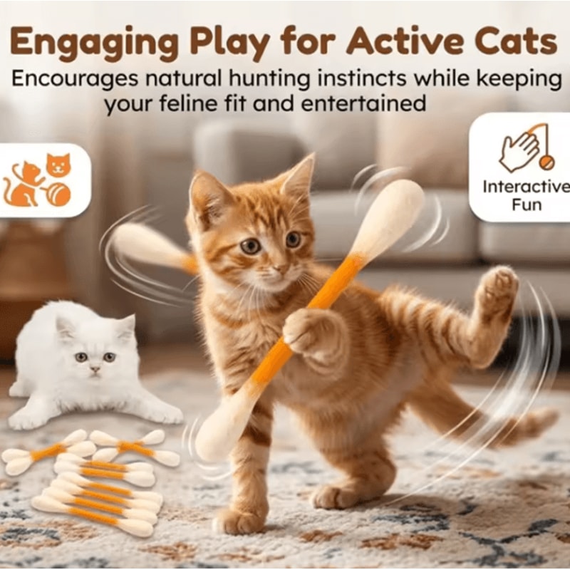 Giant Cotton Swab Catnip Kicker Toy Durable Dental Chew Interactive Cat Toy 1