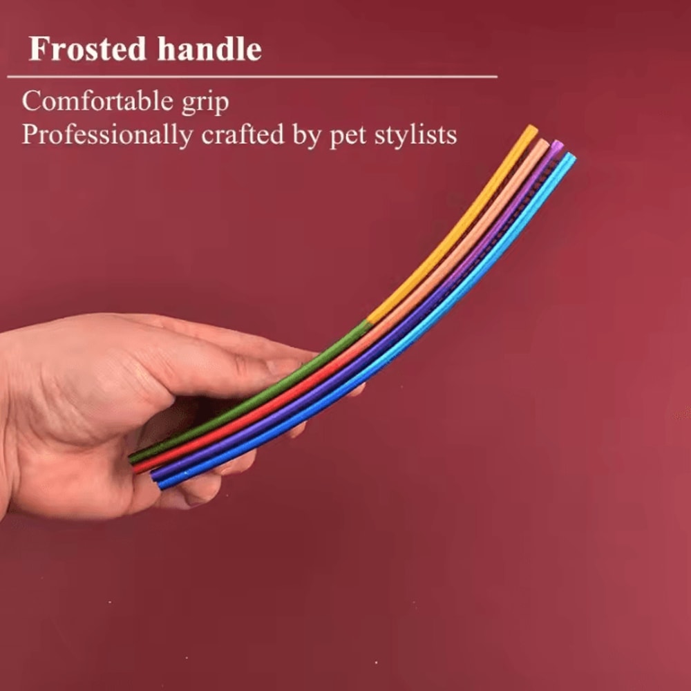 Rainbow Curved Pet Grooming Comb Stainless Steel Deshedding Detangling Comb For Cats Dogs 1