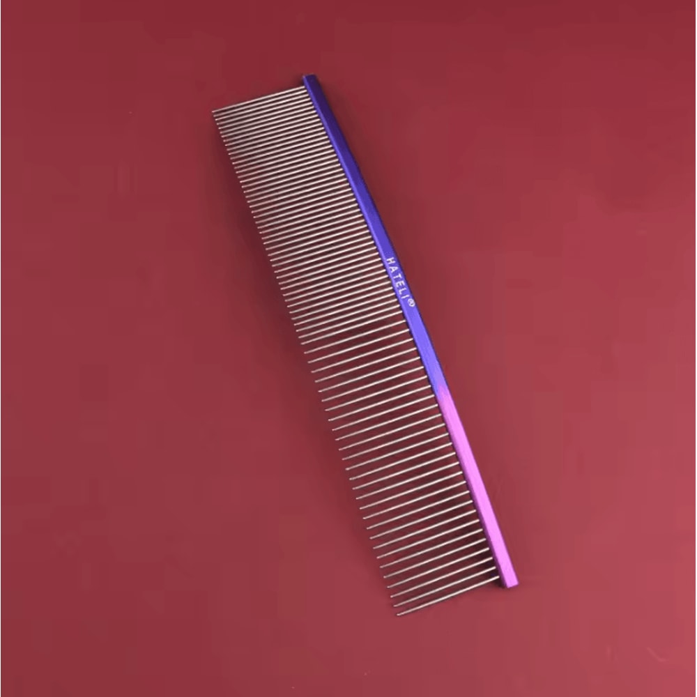 Rainbow Curved Pet Grooming Comb Stainless Steel Deshedding Detangling Comb For Cats Dogs 4