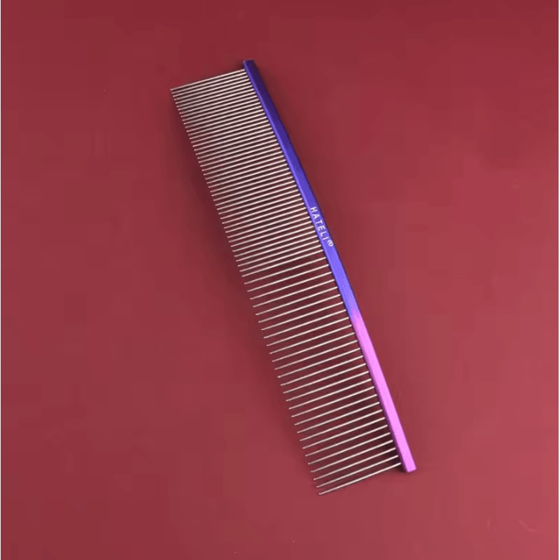 Rainbow Curved Pet Grooming Comb Stainless Steel Deshedding Detangling Comb For Cats Dogs 4