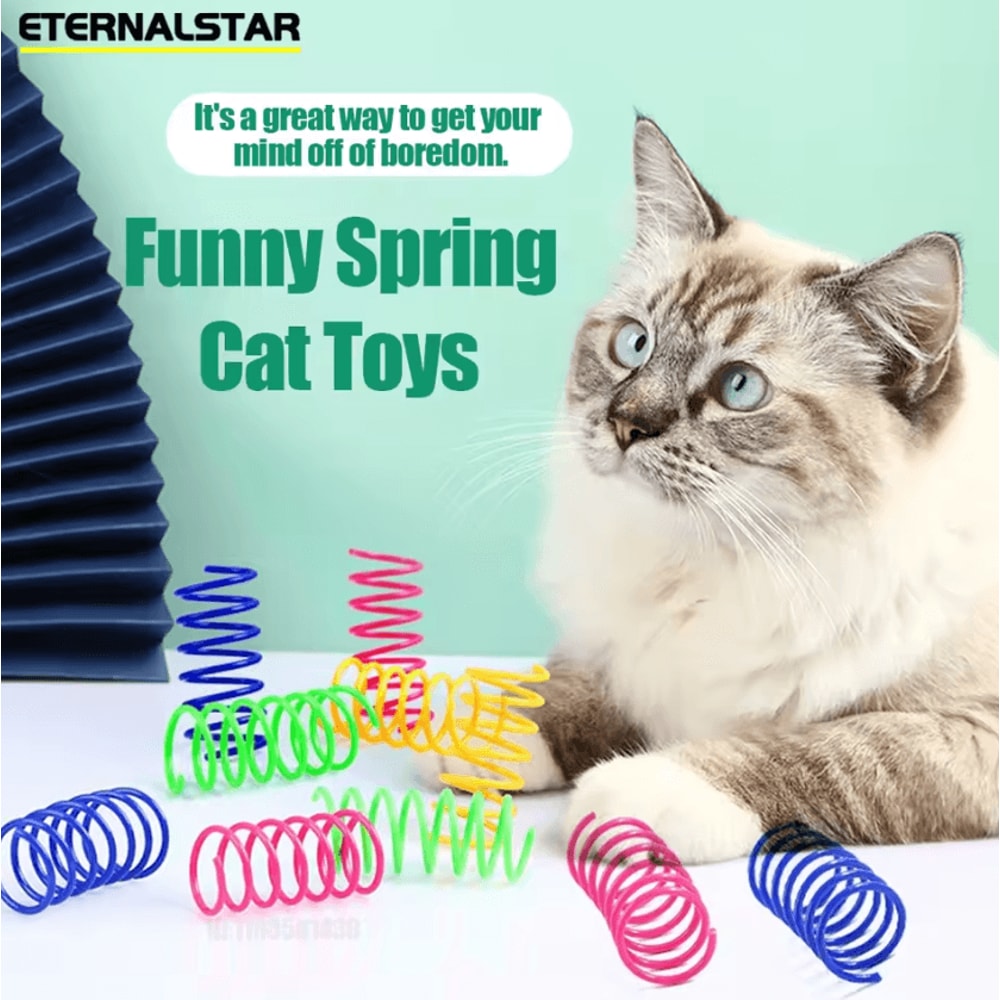 Colorful Spiral Cat Spring Toys Interactive Bouncing Play Toys For Cats Kittens 2
