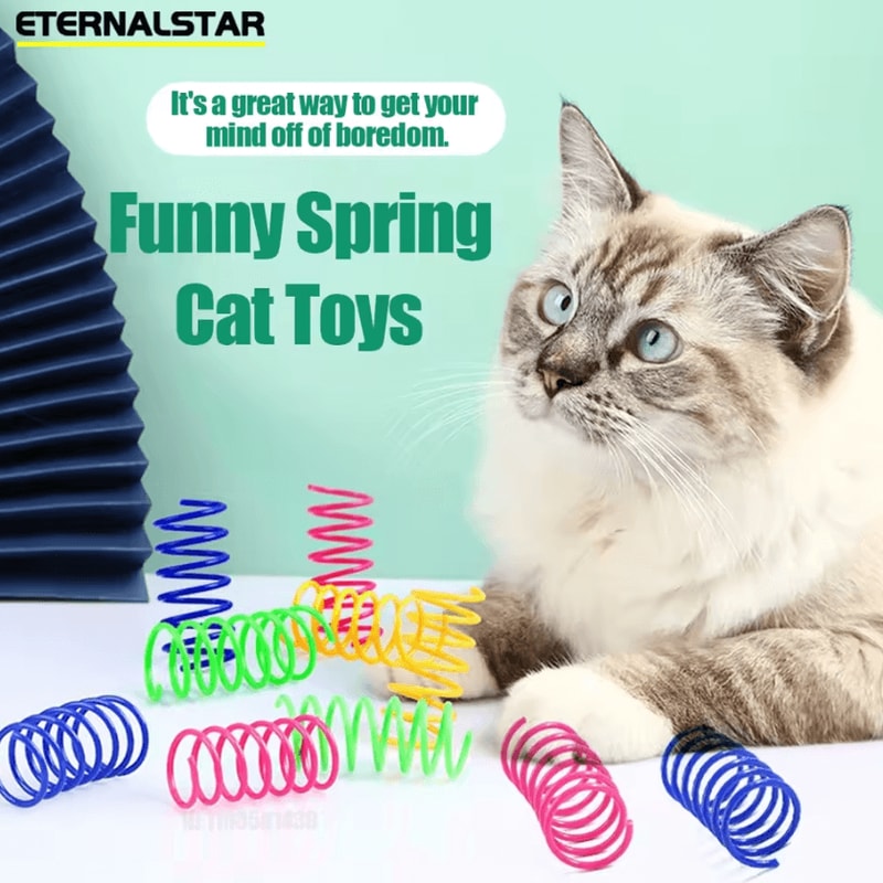 Colorful Spiral Cat Spring Toys Interactive Bouncing Play Toys For Cats Kittens 2