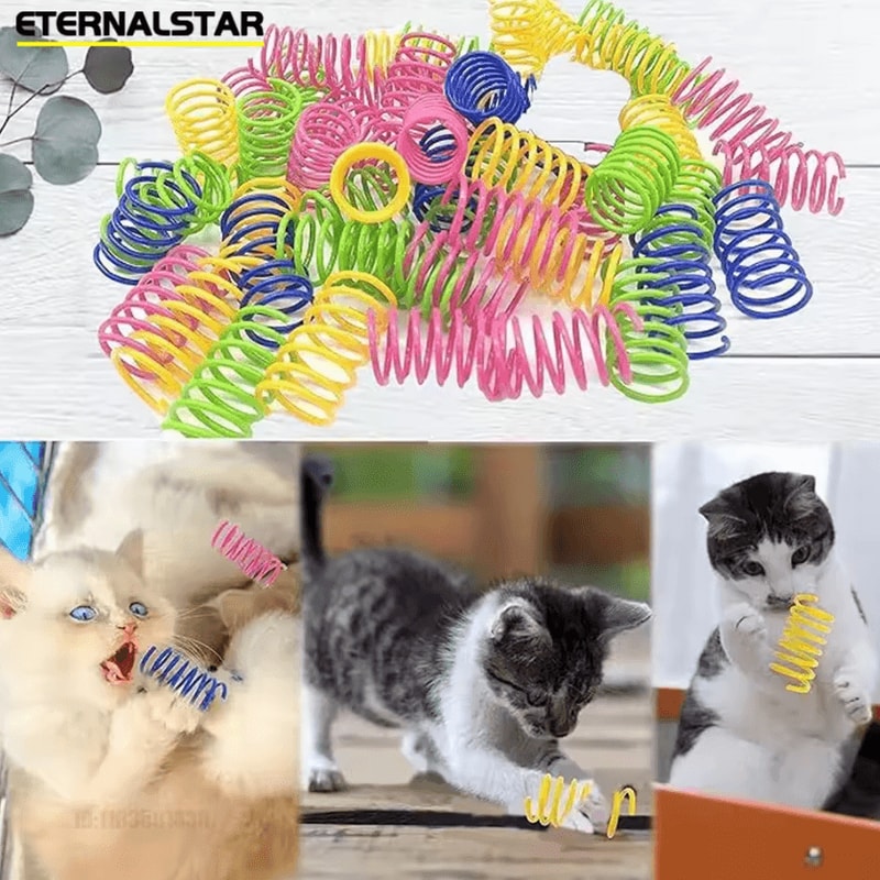 Colorful Spiral Cat Spring Toys Interactive Bouncing Play Toys For Cats Kittens 3
