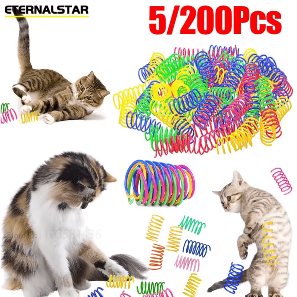 Colorful Spiral Cat Spring Toys Interactive Bouncing Play Toys For Cats Kittens 4