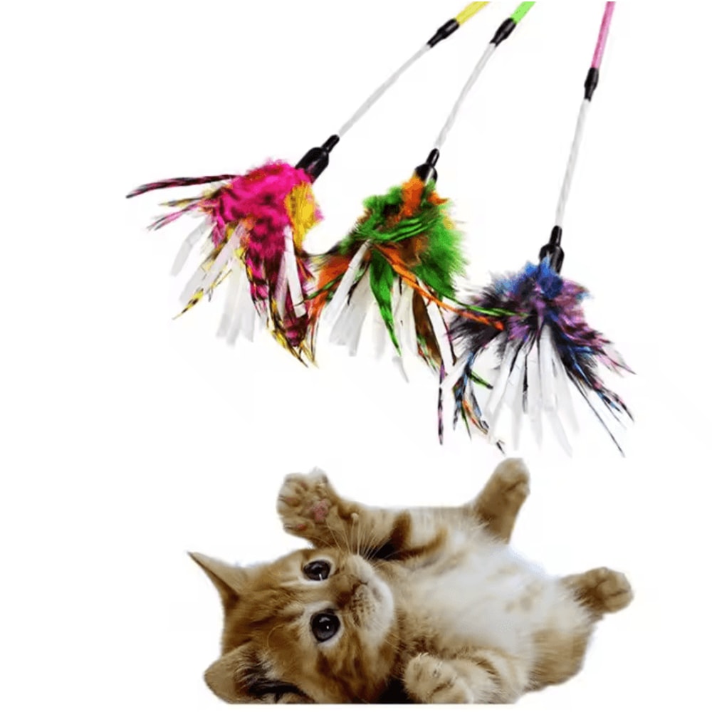 Spiral Feather Cat Wand Toy Interactive Teaser Toy For Active Cats Kittens 0