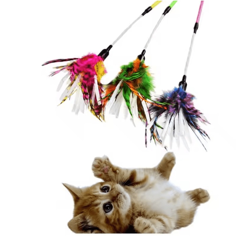Spiral Feather Cat Wand Toy Interactive Teaser Toy For Active Cats Kittens 0