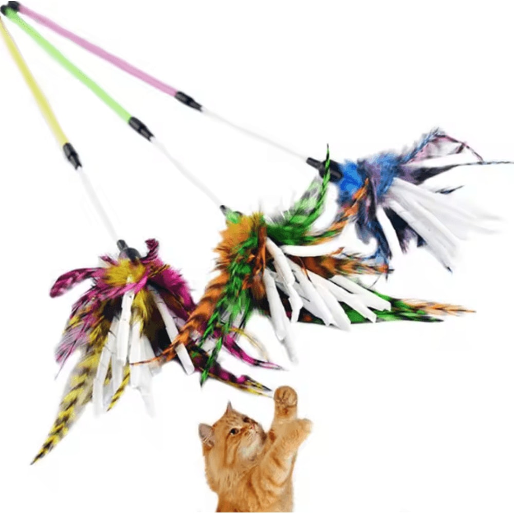 Spiral Feather Cat Wand Toy Interactive Teaser Toy For Active Cats Kittens 2