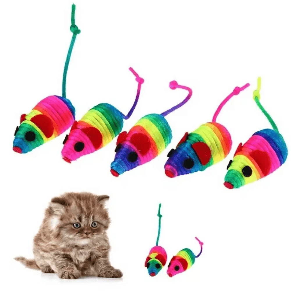 SqueakyMouse Plush Cat Toy Set 5Pack 0