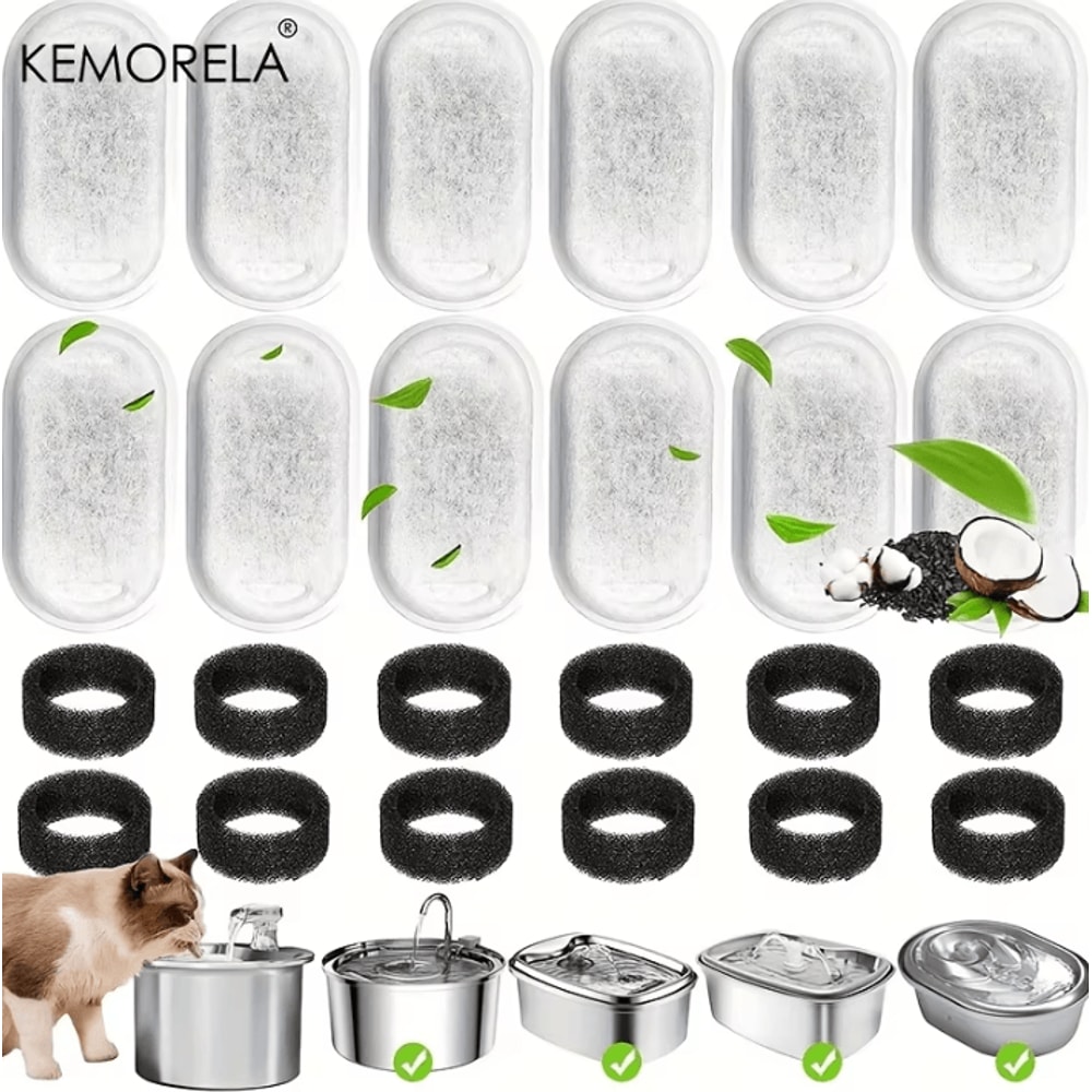 PureFlow Carbon Filter Sponge Set For Cat Water Fountains 0