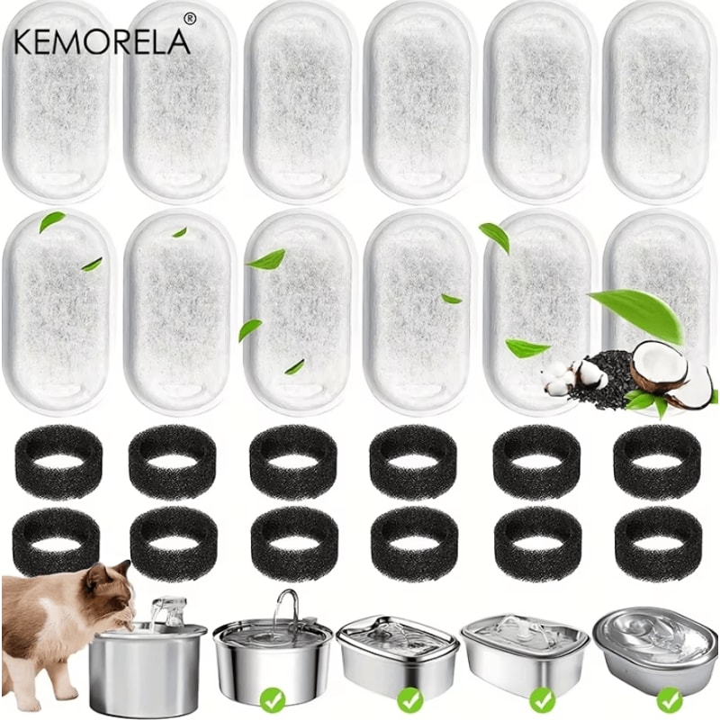 PureFlow Carbon Filter Sponge Set For Cat Water Fountains 0